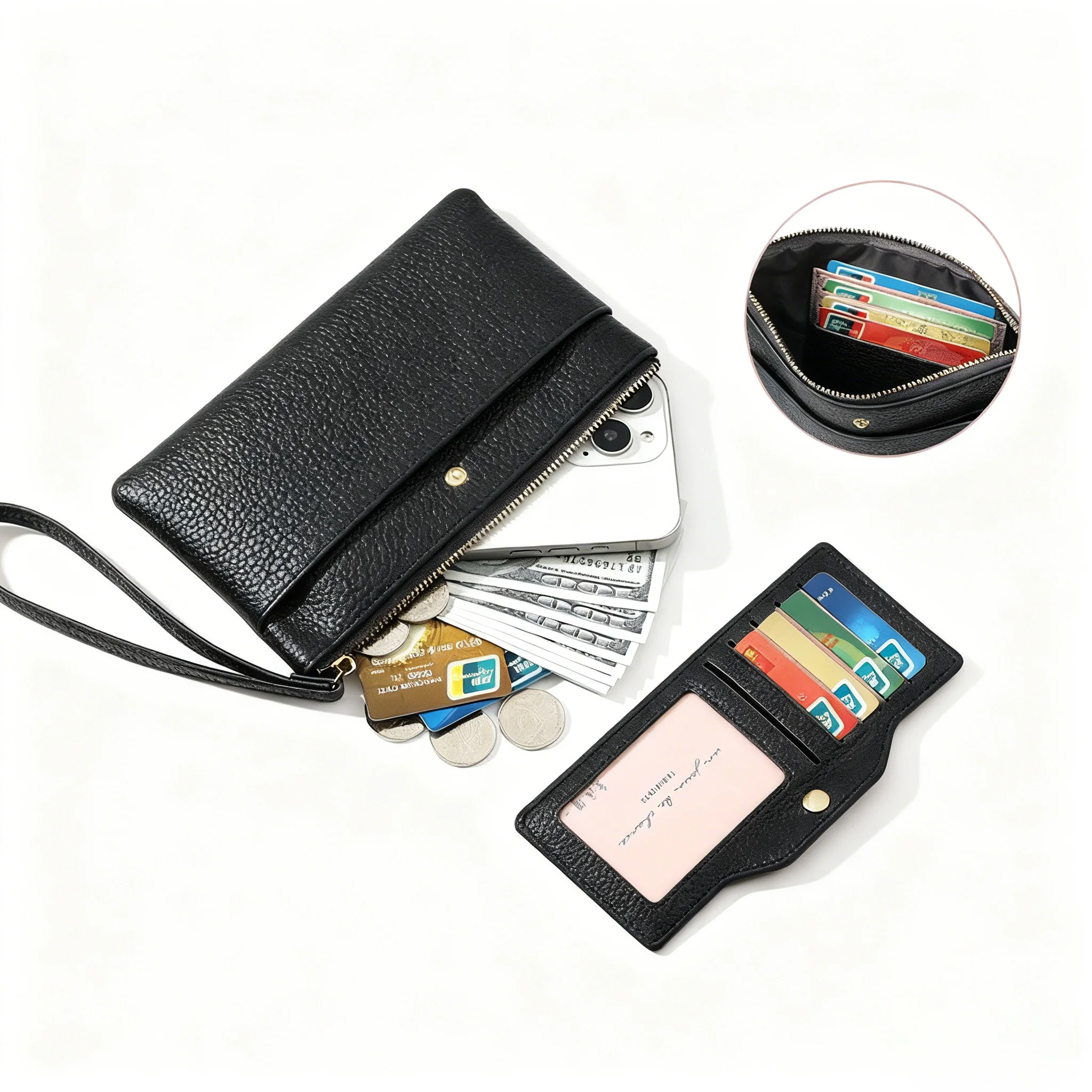 

Высококачественный женский кошелек из кожи с защитой от кражи, дизайнерский, с отделениями для кредитных карт, на молнии, модный короткий женский картхолдер