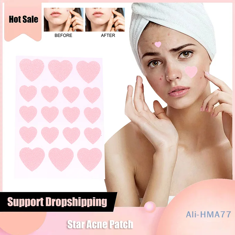 6 Sheets Pink Love Acne Patches Breathable Acne Removal Absorb Secretions Anti Infection Originality Concealer Makeup Tool