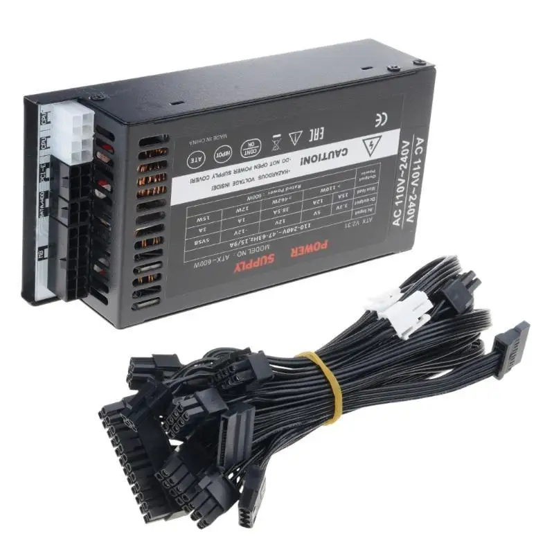 Y1UB High Performances 600W Full Modulars Power Supply 1U Flexs ATXs PSUs for Desktop Computers 110 264V Metal Build