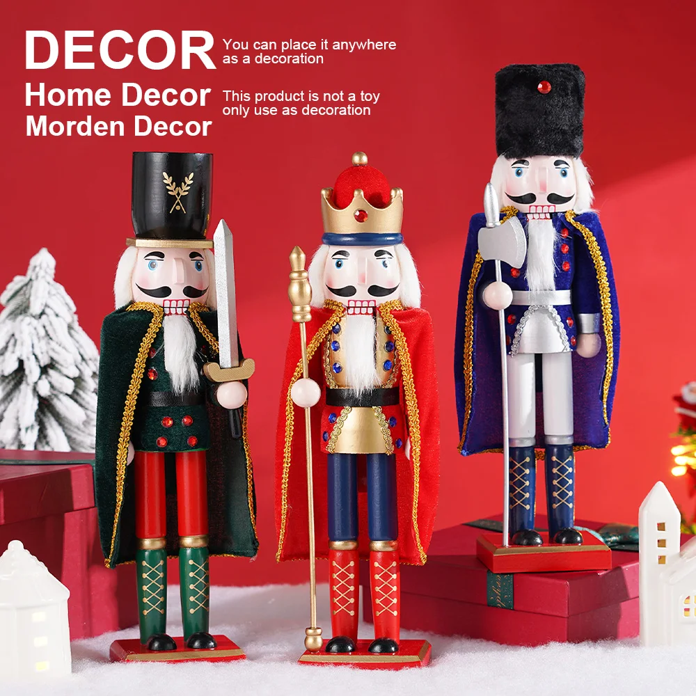 

38CM Christmas Nutcracker cape soldier wood European craft decorative soldier figure NEW YEAR decorative statue gift