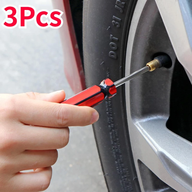 Herramienta de extracción de núcleo de válvula de neumático, llave para coche, bicicleta, moto, camión, motocicleta, pieza central de vástago de válvula de neumático de repuesto, 3 uds.