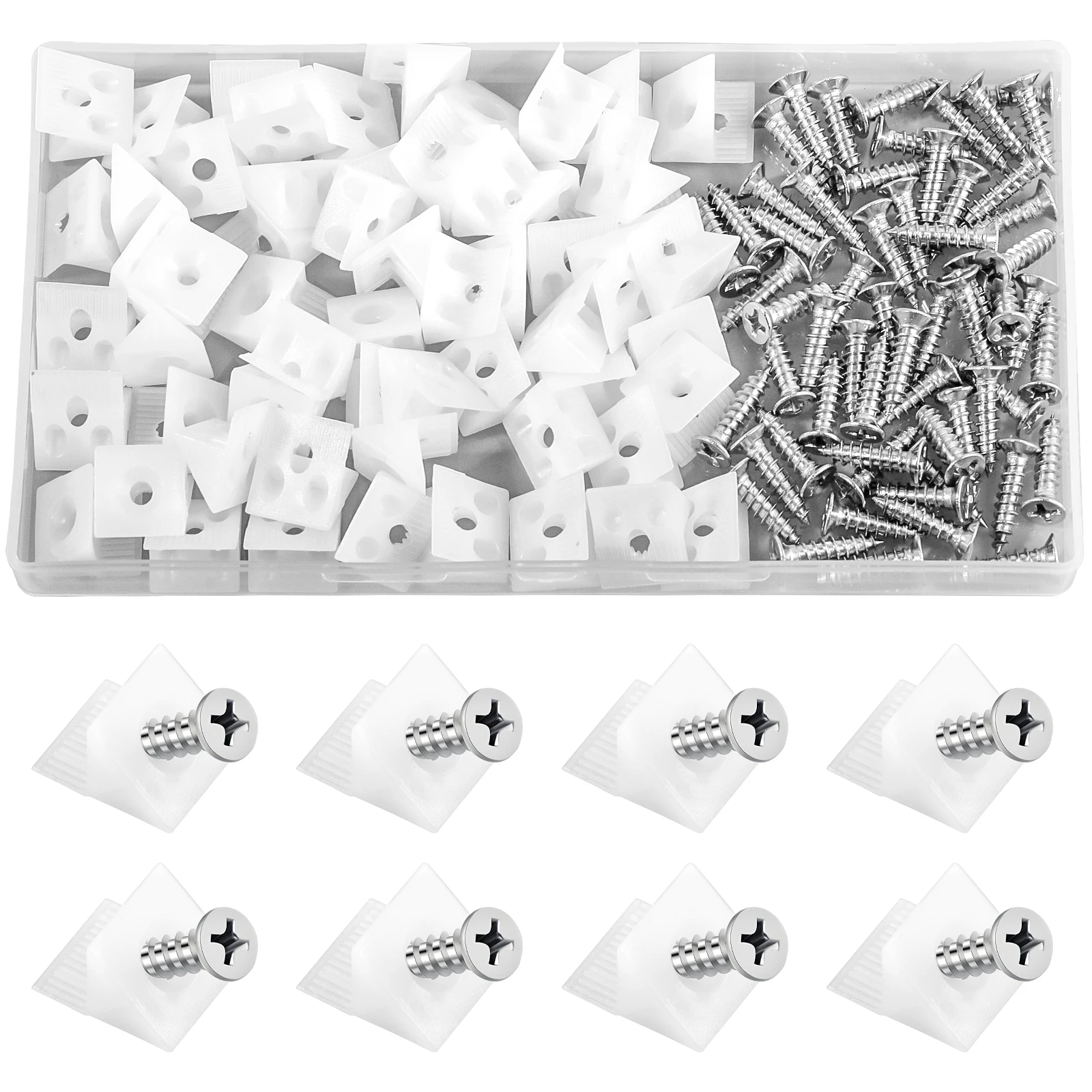

60set Repair Fixing Drawer Chest Bottom Sagging Support,Plastic Mending Wedge Screws Furniture Mending Wedges Corner Brackets