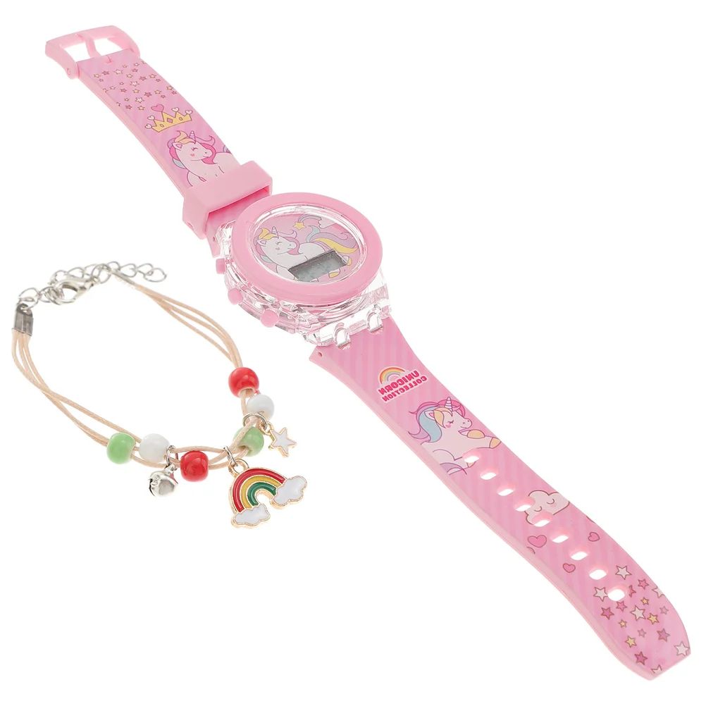 Jam tangan Unicorn silikon anak, jam tangan Unicorn kartun bersinar dengan waktu akurat untuk anak-anak