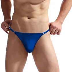 Men Jockstrap Bulge Pouch Low Rise G-String Thong Briefs Transparent Underwear Thin Breathable Tanga Hombre Quick Dry Underpants