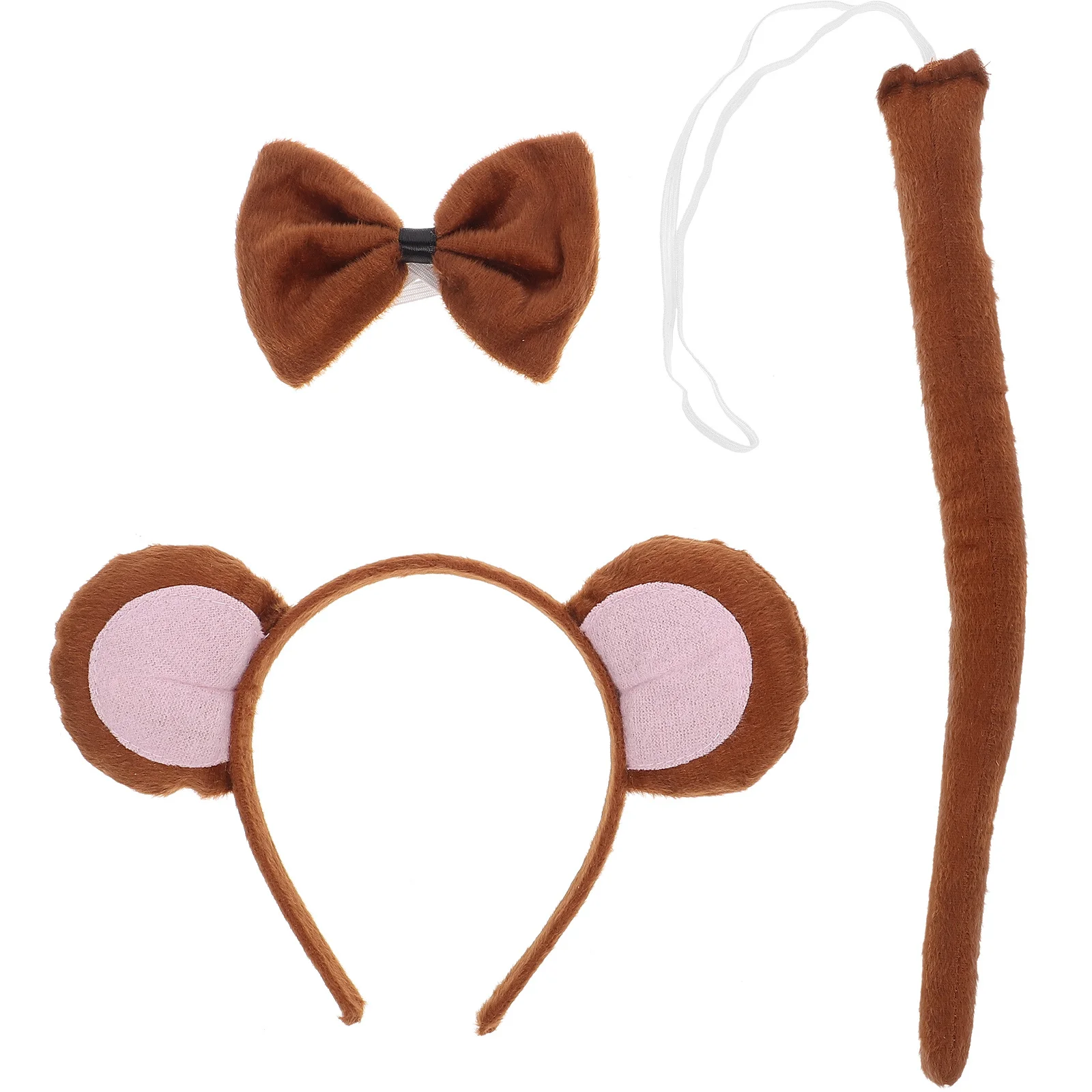 1Set Aap Oren Staart Strikje Hoofdband Dier Cosplay Kostuum Set Halloween Party Festival Accessoires Aap Kostuum Set