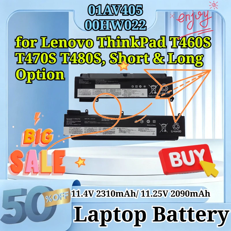 01AV405 11.4V 2310mAh/00HW022 11.25V 2090mAh Li-ion Replacement Laptop Battery for Lenovo ThinkPad T460S T470S T480S Notebook