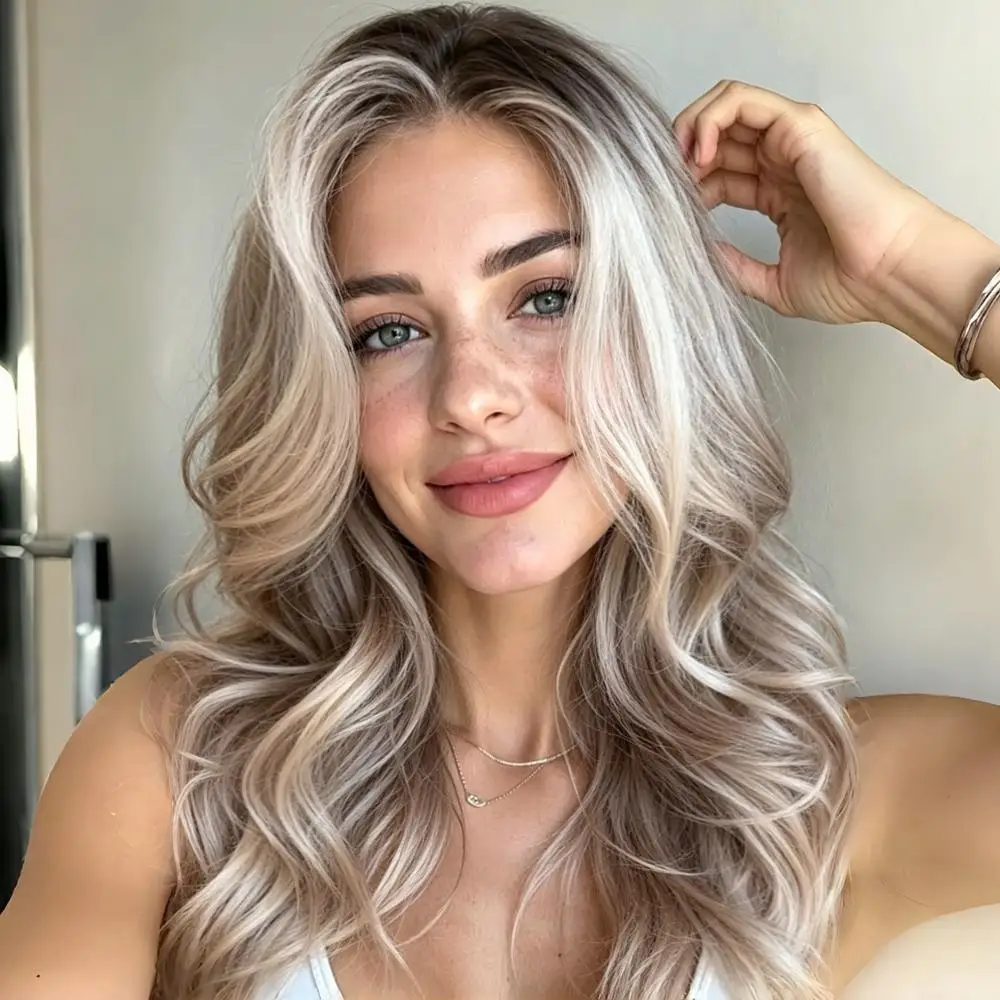 Apricot Curtain Bangs Ombre Highlight 13x4 HD Transparent Lace Front Wig Pre Plucked for Women Body Wave 200 Density Lace Frontal Wigs Human Hair Glueless Wig One Step Wear Ready To Go Daily Wear Beginner Friendly