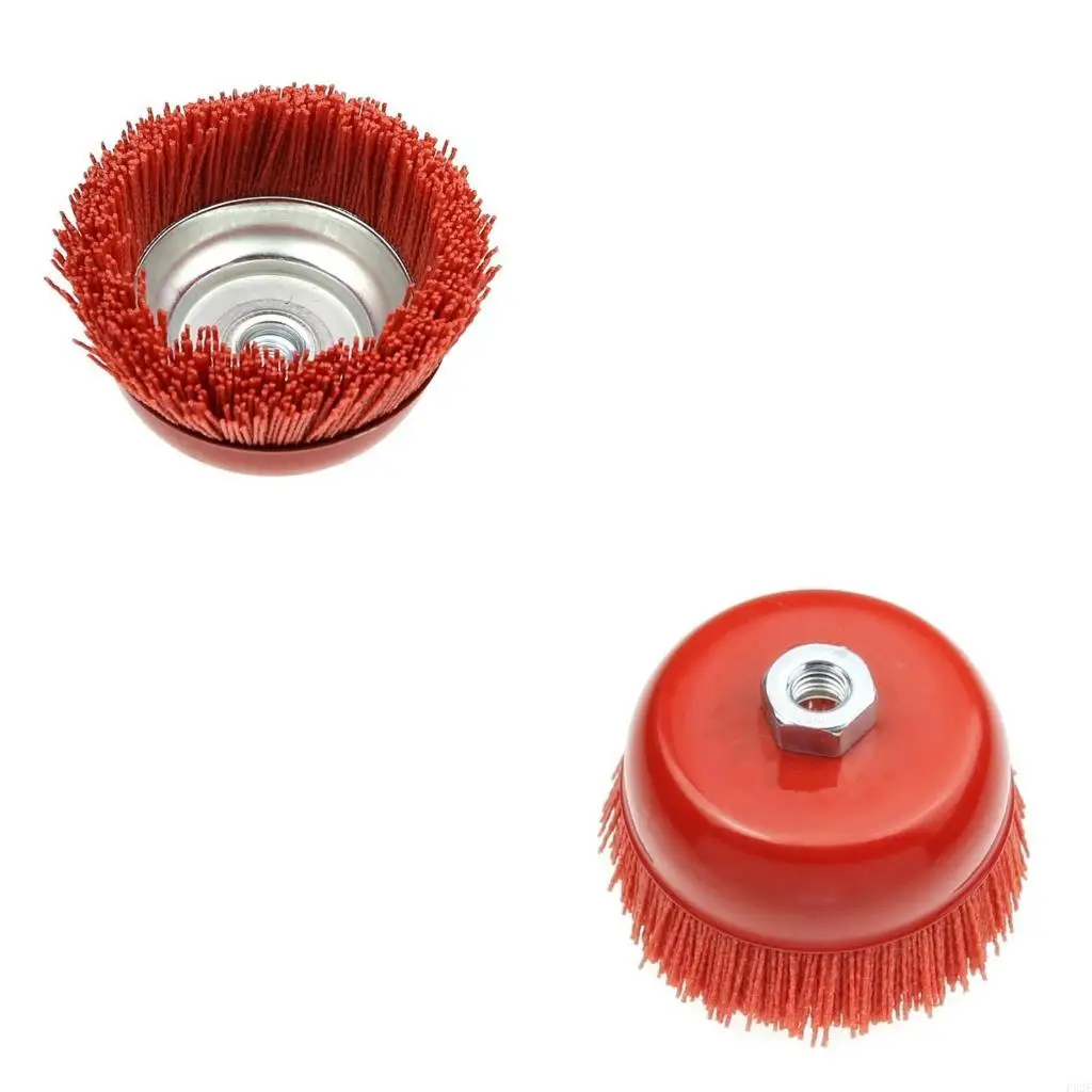 

P82E 100x M14 Cup Nylon Abrasive Brush Wheel 3" 4" 5'' Grinder For Drill Rotary Tool