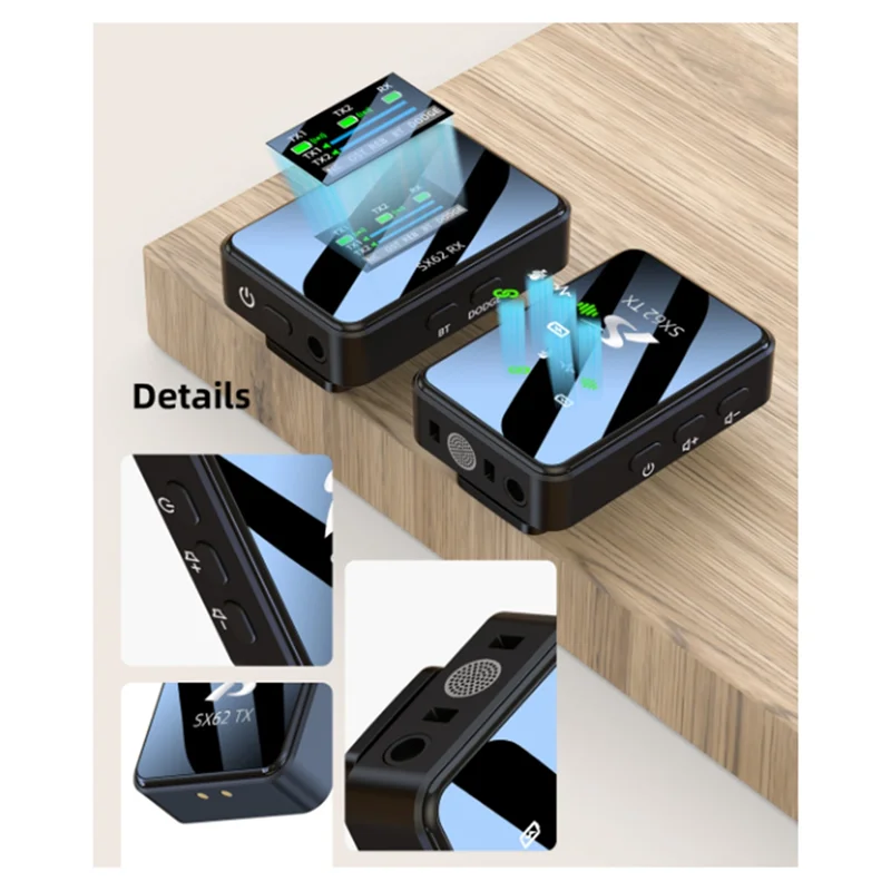 

A32T-SX62 Беспроводной петличный микрофон для уличной прямой трансляции Качество звука высокой четкости Стабильная передача Портативный