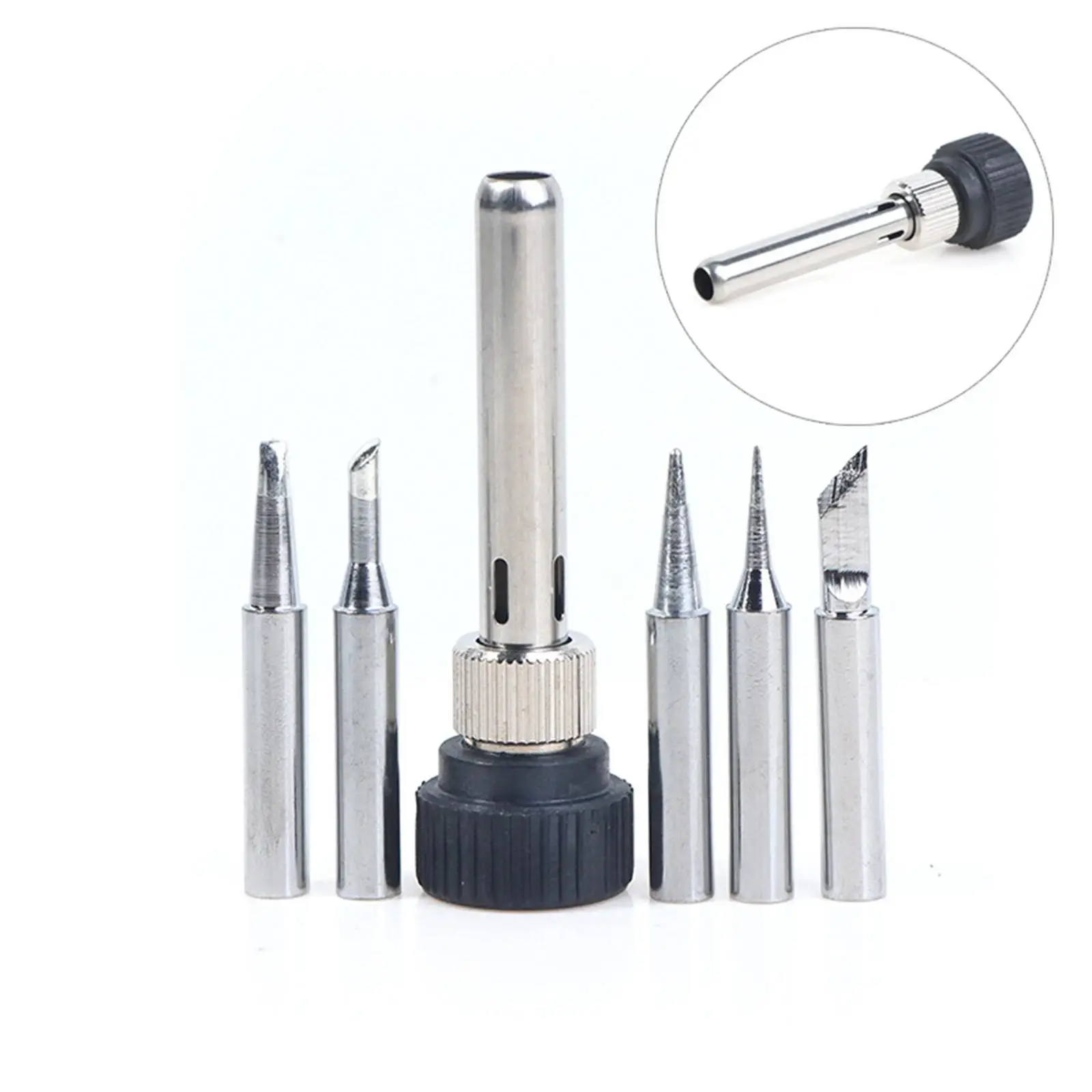5 Pieces Soldering Iron Tips Kit Fits 936 Solder Station Sturdy Lightweight for Electronics, PCB, DIY Professional Copper Base