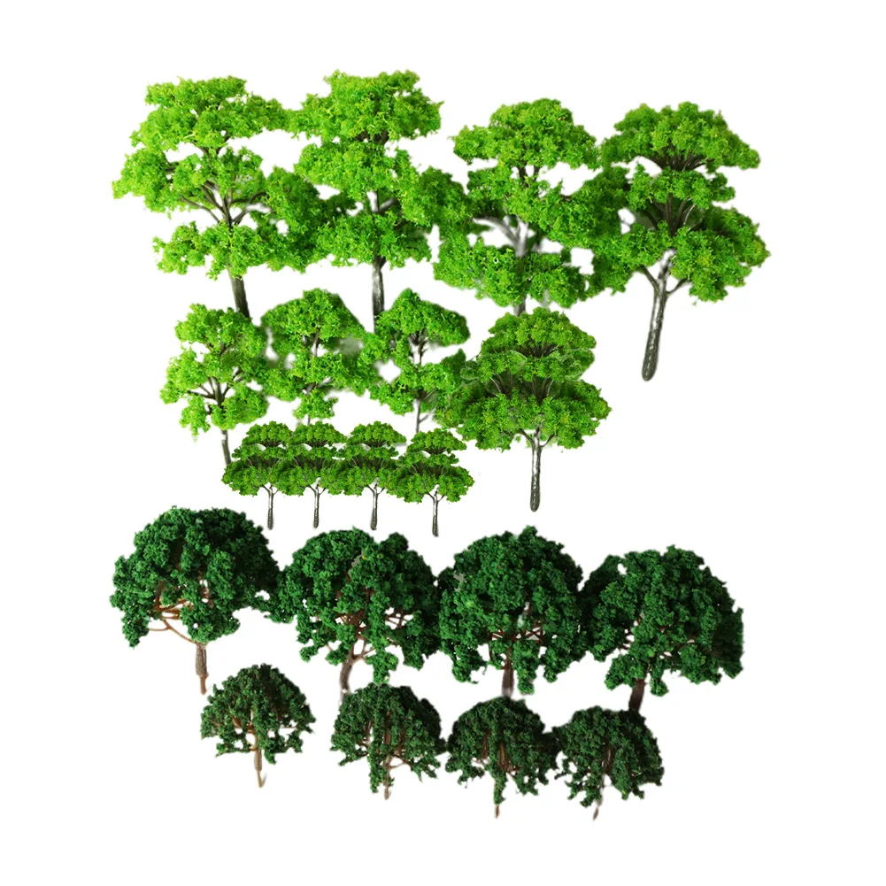 20pcs Plastic Model Train Artificial Miniature Tree Scenery Railroad Decor Building Landscape Accessories Toys 4/5/7/8/12CM