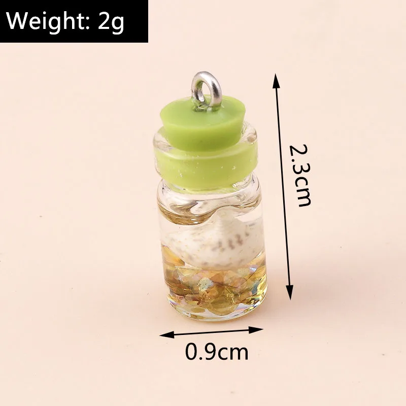 Leslie 10 Stück Gemischte Stile Sommer-Glasfläschchen mit Perlen-Muschel-Anhängern für DIY Ohrringe, Schlüsselanhänger, Halsketten und Schmuckherstellung – Detail 15