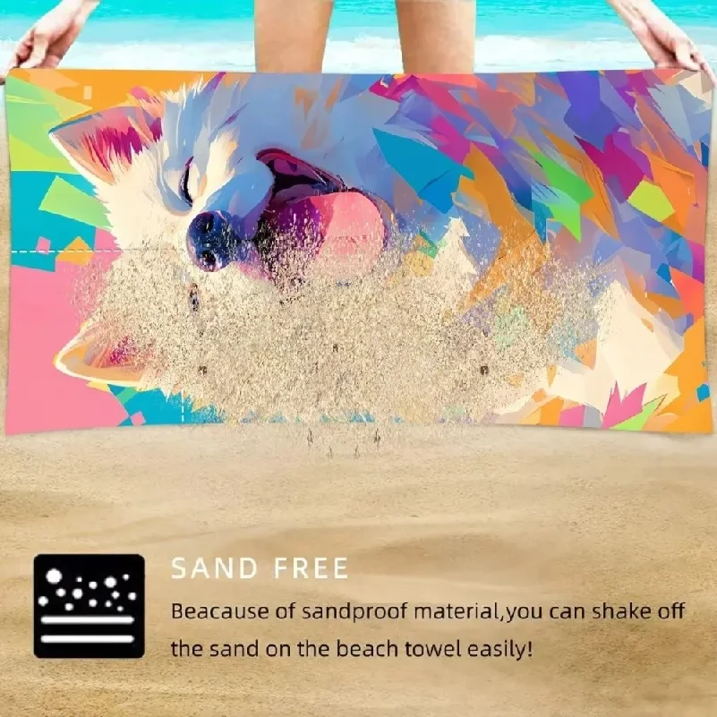 New 2-in-1 Beach Towel for Summer Microfiber Cartoon Printed Bath Towel Foldable Storage Bag