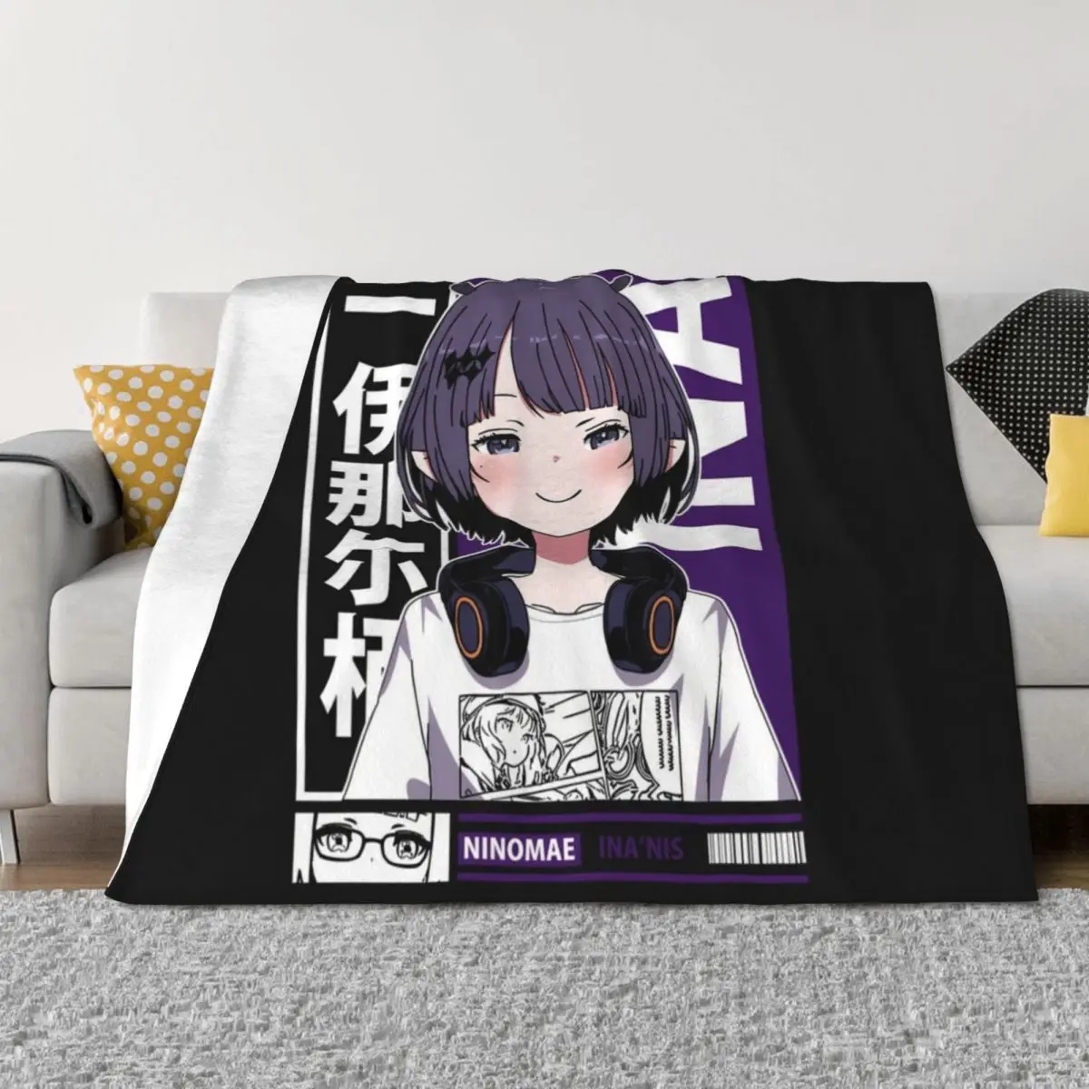 

Ninomae Inanis Ina Smug Throw Blanket Blankets For Bed Heavy funny gift Thermals For Travel Blankets