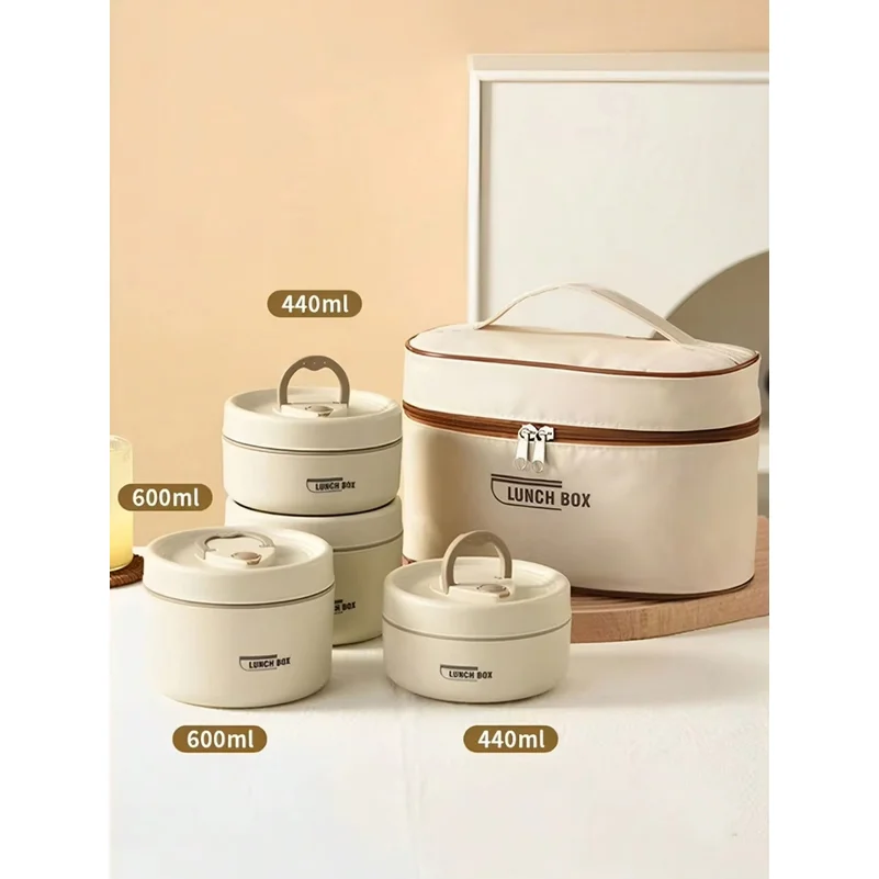 1/2/3/4pcs Portable Insulated Food Lunch Container Set with Thermal Lunch Box Separate Stackable Lunch Container for Adult Kids