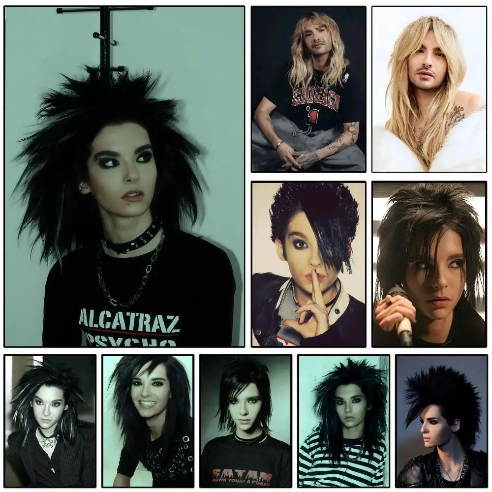 1pc Tokio Hotel Tom Bill Kaulitz Poster Self-adhesive Art Waterproof Paper Sticker Coffee House Wall Decor