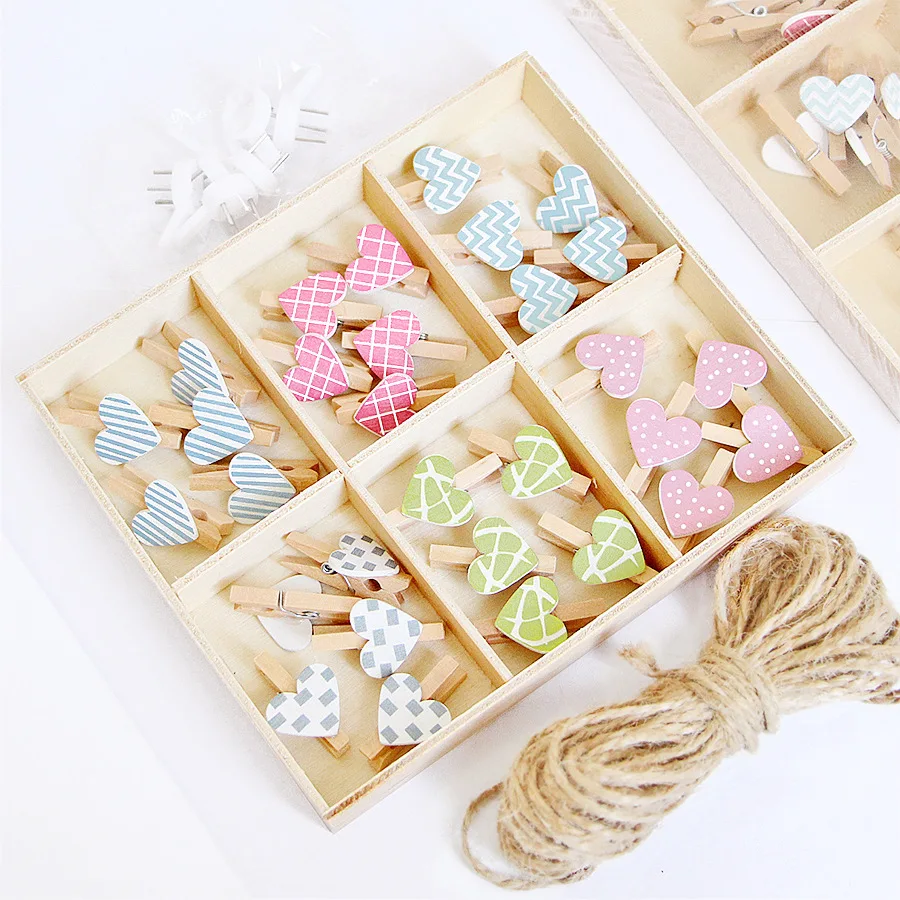 3cm/1pcs Wooden Love Heart Photo Clips Memo Paper Peg Pin Mini Clothespin Postcard Stationery Wedding Party Craft DIY Home Decor