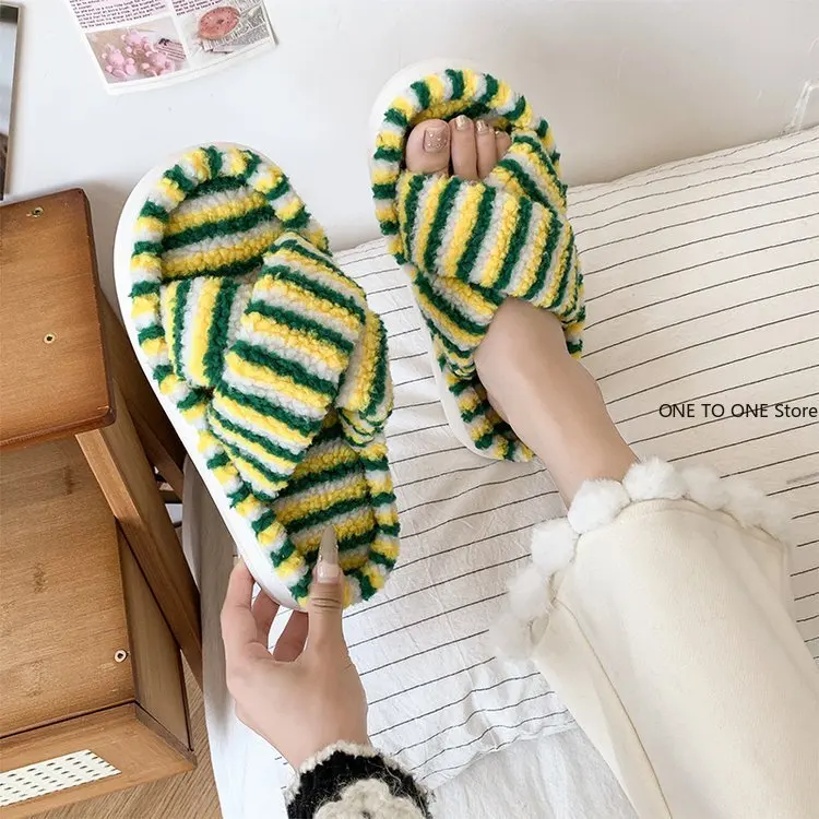 

Wholesale Leopard Print Fluffy Slippers Women Light Faux Fur Warm Home Slippers Woman Comfort Flat Heel Plush House Slides Shoes