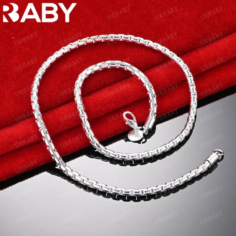 

URBABY 925 Sterling Silver 45cm 4mm Simple Chain Necklace For Women Man Charm Trend Birthday Gifts Fashion Party Fine Jewelry