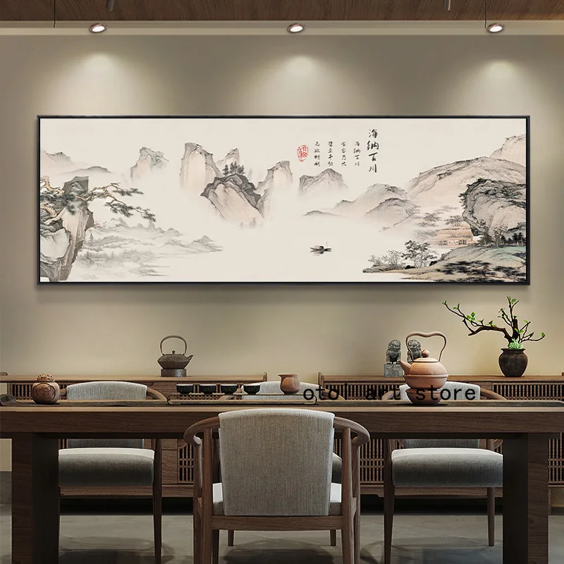 

Traditional Chinese Mountain and River Landscape Art Poster Canvas Painting Wall Print Picture for Living Room Office Home Decor