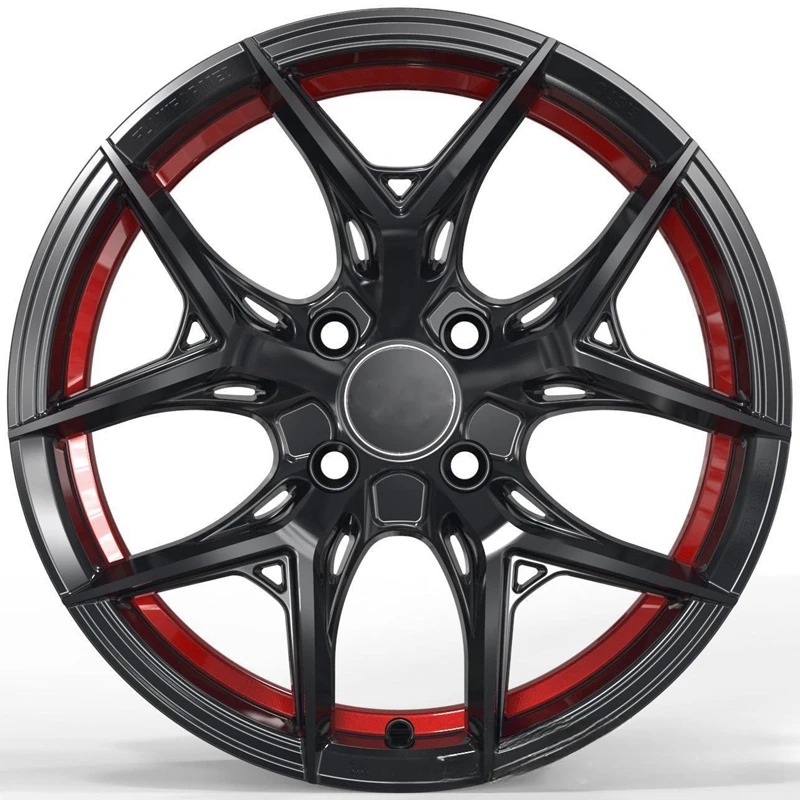 

Mag Rims15 Inch Multi Spoke Black Red Finish Alloy Car Wheel Hub 4x100 Wheels 15 Car Rims Car Alloy Wheels