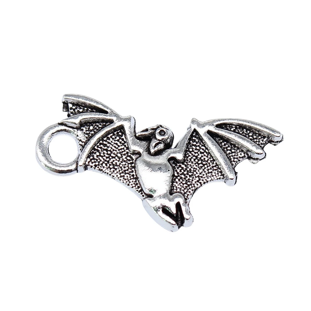 20pcs/lot 22x12mm bat Charms For Jewelry Making Antique Silver Color 0.87x0.47inch