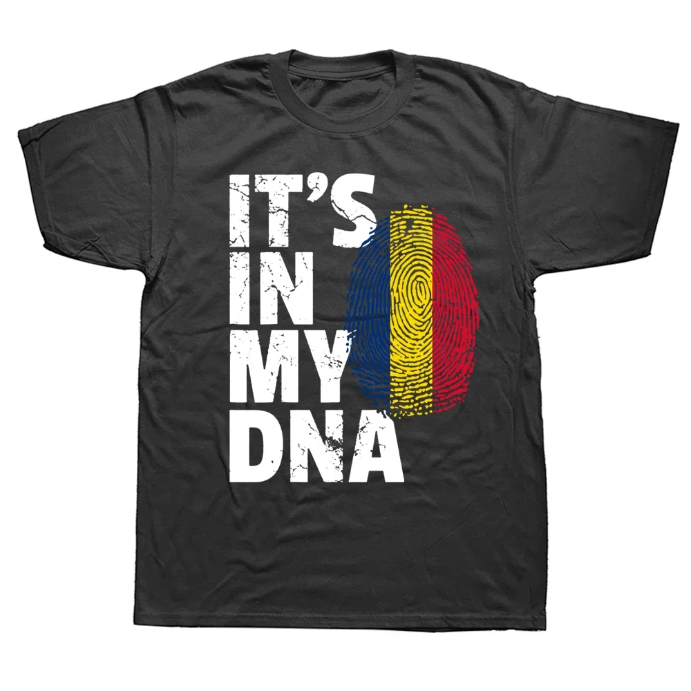 Funny ITS IN MY DNA Romanian Romania Flag T Shirts Graphic Cotton Streetwear Short Sleeve Birthday Gifts Summer Style T-shirt