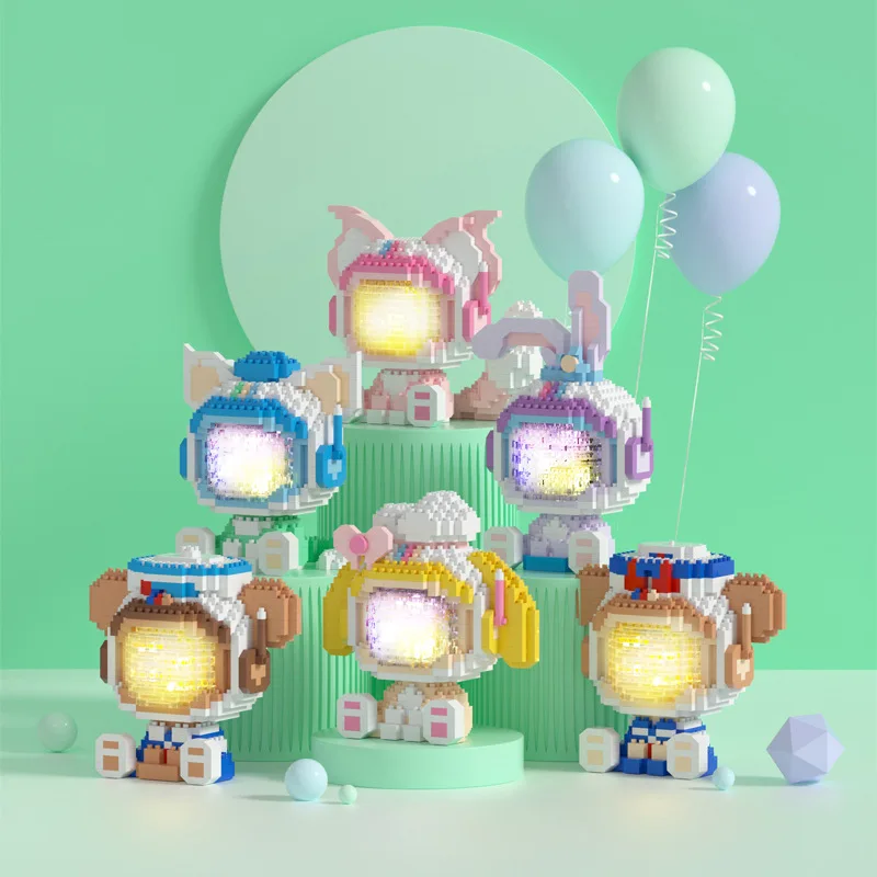 Disney Linabell Micro Building Blocks Lighting Space Stellalou Duffy Cookie Gelatoni Friend Mini Brick Figure Toys For Kids Gift