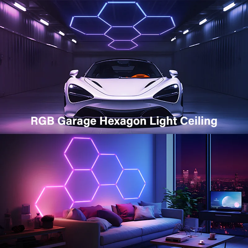 Remote Control Neon RGB Hexagon Honeycomb Light Gym Roomhome Cinema Party Club Gaming Wall Stage Bar Garage Ceiling Light
