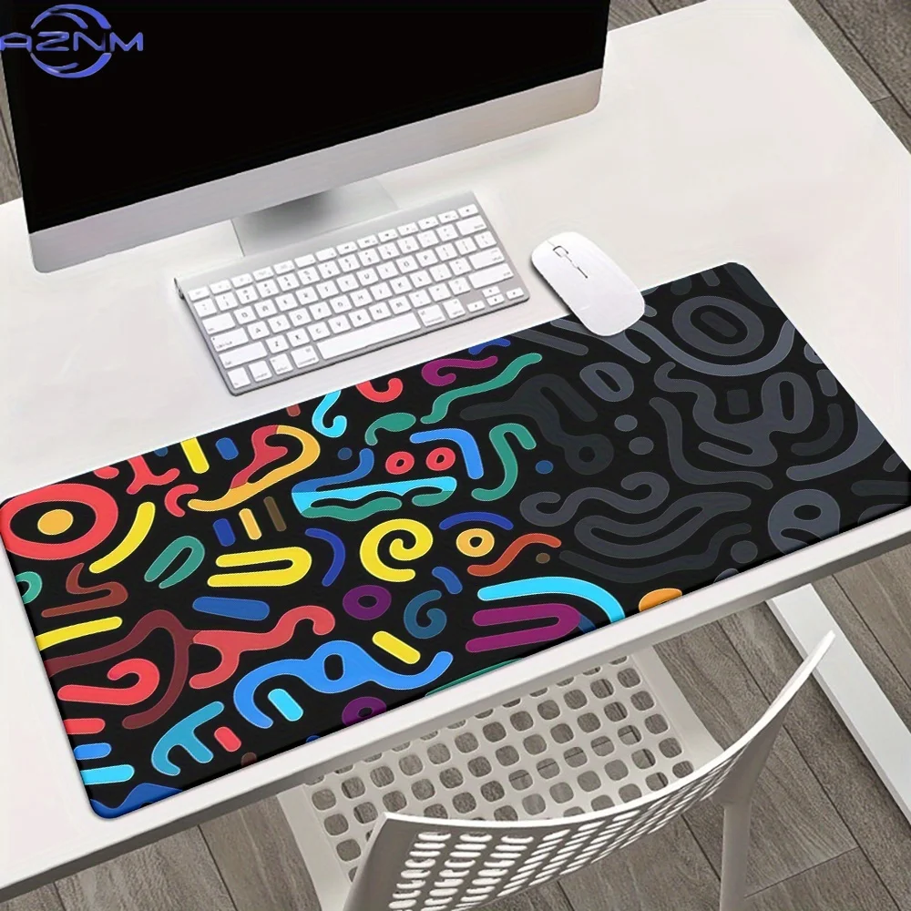 1pc of a Desk Pad Featuring Vibrant Lines, High-Definition Print, Multifunctional XXL Mousepad, Suitable for Gaming Keyboards An