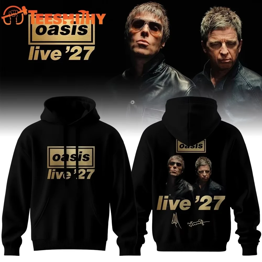 2026 New Oasis Live '27 Merch Hoodie Front Back Print Noel Liam Brothers Portrait Unisex Pullover Hoodie Rock Music Fan Gift