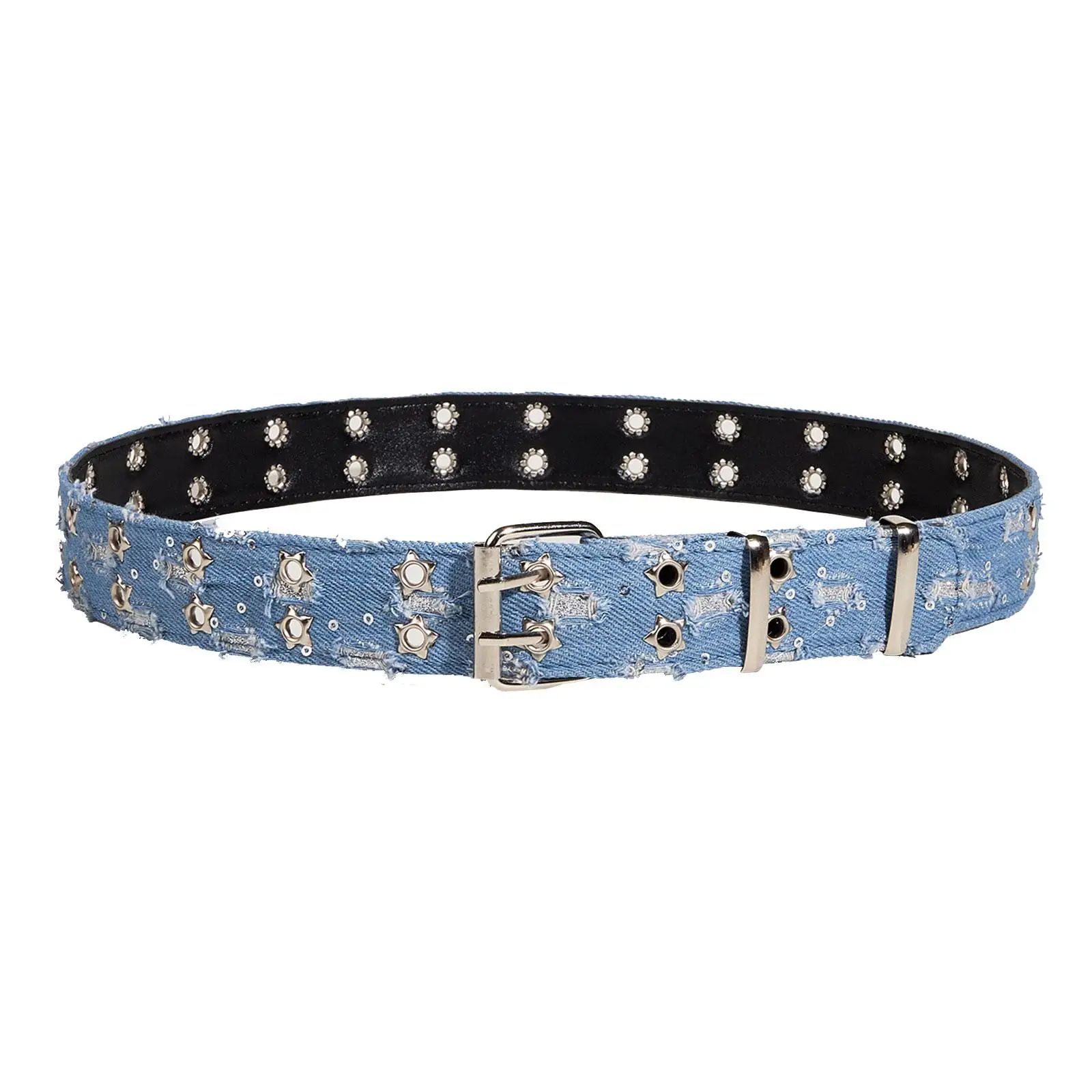 Ceinture à double œillet pour femme, ceinture polyvalente punk pour chemises et pulls de club