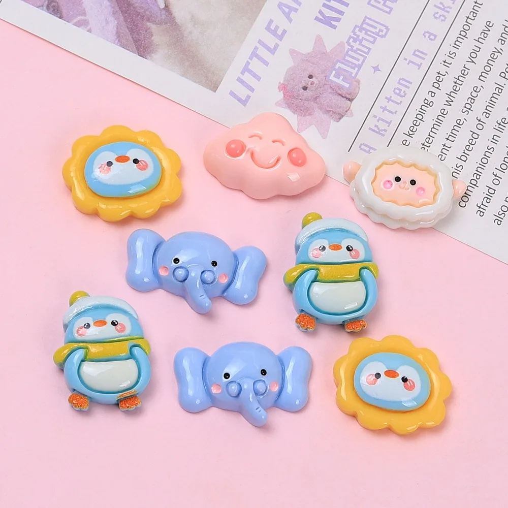 10Pcs Kawii resin Cloud Elephant Series Miniature Flat Back Cabochons For Hairpin Scrapbooking DIY Home Decor Craft Accessories