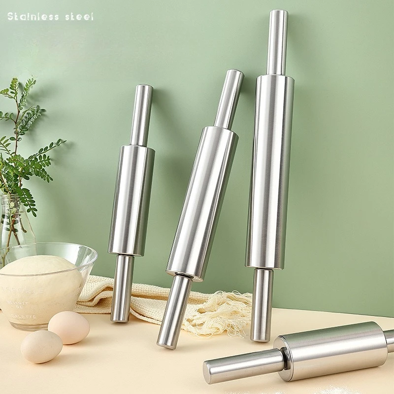 Stainless Steel Rolling Pin Household Dough Roller for Dumpling Noodle Making Kitchen Baking Seamless Roller