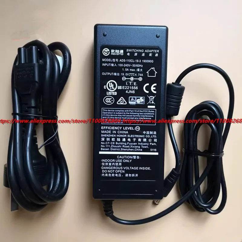 New Original HOIOTO 19V 4.74A AC/DC Adapte ADS-110CL-19-3 Charger for MSI Optix MAG301CR2 Monitor Power Supply ADS-110DL-19-1