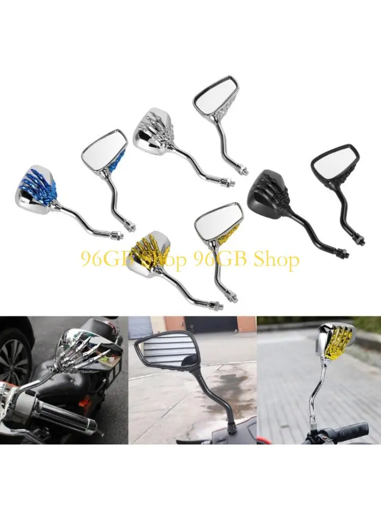 

96GB Pair Skull Themed Motorcycles Rearview Mirror Easy Installation No Tools Needed
