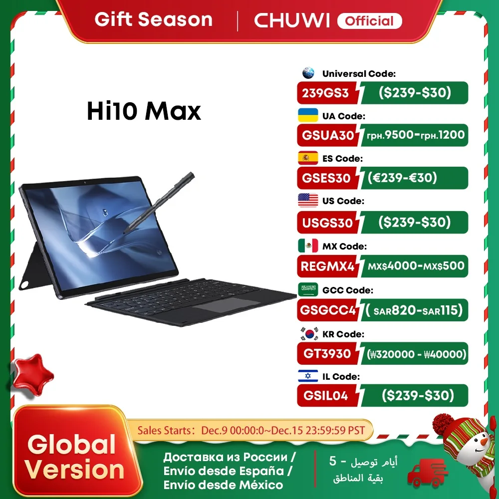 CHUWI Hi10 Max Tablet 2 In 1 Tablet PC 12.96inch 3K Display Core N100 Laptop 12GB RAM 512GB ROM Windows 11 Tablets 2.4G/5G WiFi