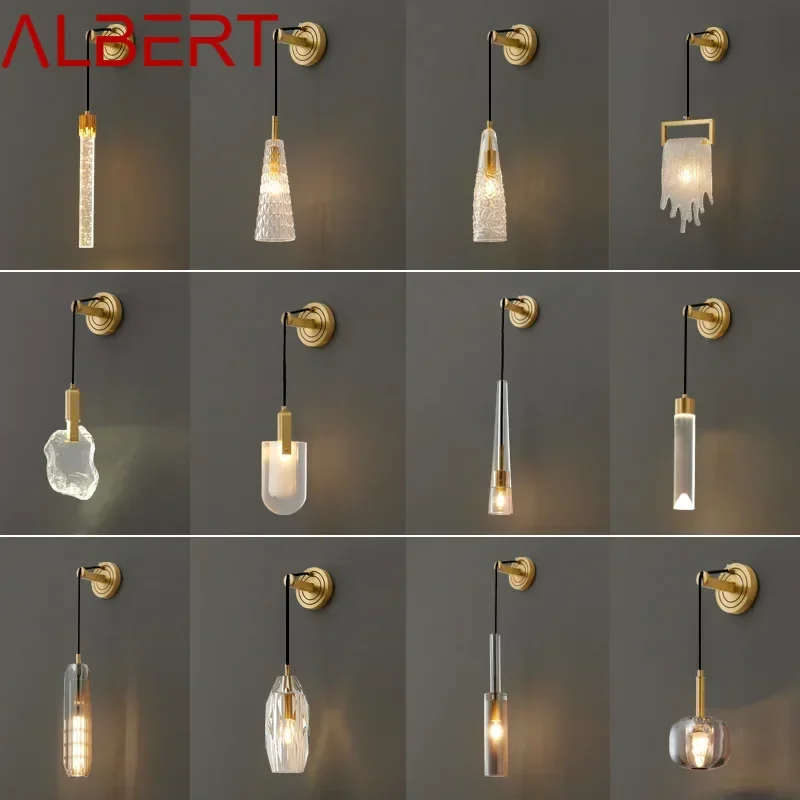 ALBERT Nordic Wall Lamp LED Modern Luxury Vintage Crystal Brass Sconces Light Decor for Home Living Room Bedroom Corridor