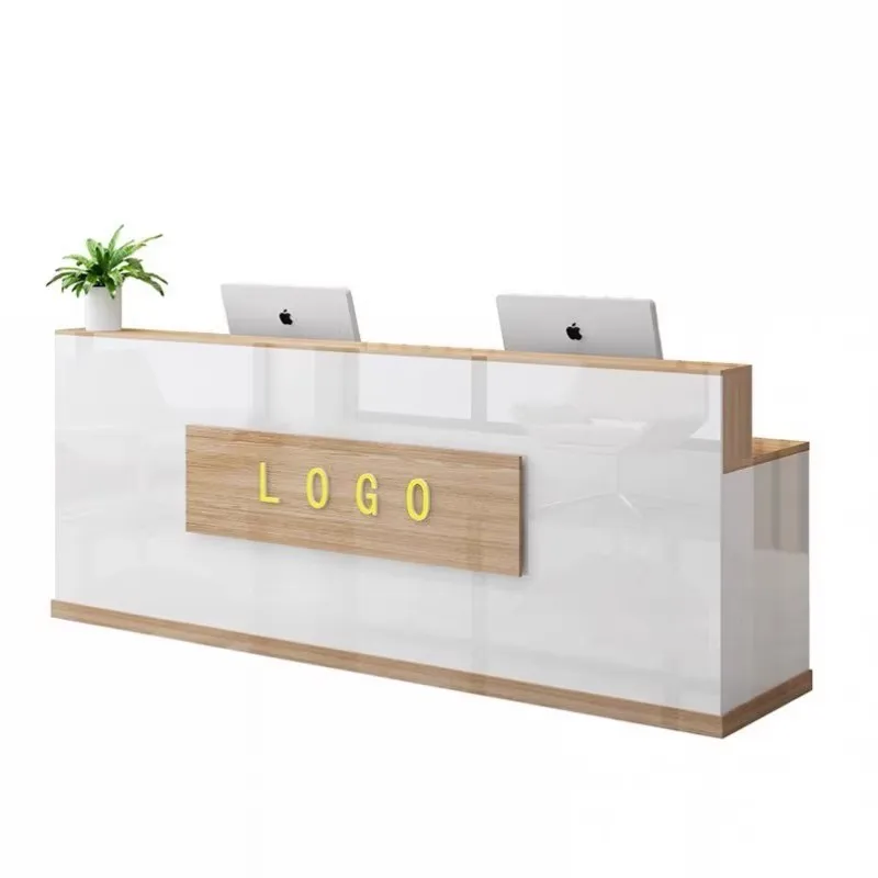 

Modern minimalist painted wooden cash register office bar counter reception colored front desk