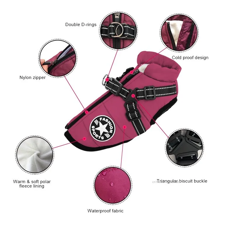 سترة شتوية دافئة للكلاب الأليفة مع سترة معطف للكلاب مقاومة للماء لملابس الكلاب الصغيرة والمتوسطة من تشيهواهوا الفرنسية البلدغ في الهواء الطلق