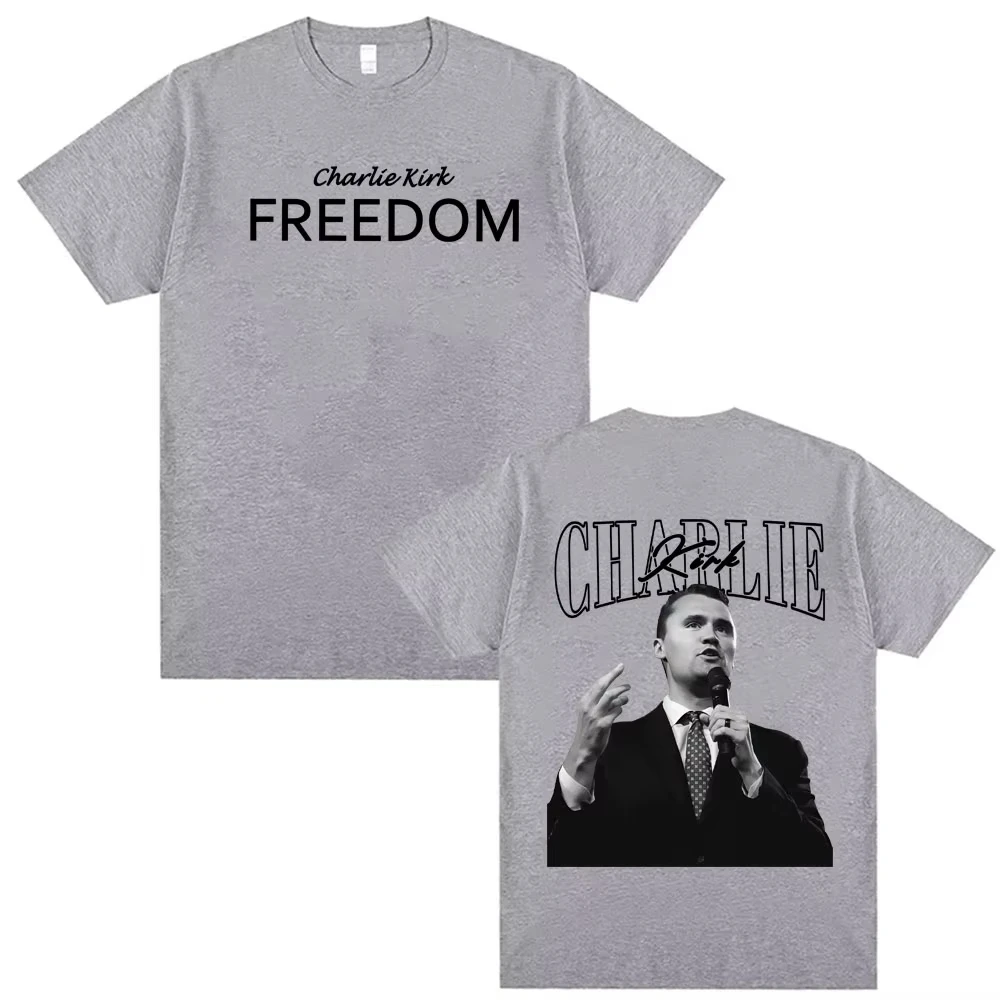 여성 여름 여성용 특대형 캐주얼 컴포트 티셔츠 스트리트웨어 Justice for Charlie Kirk Freedom Merch 티셔츠 하라주쿠
