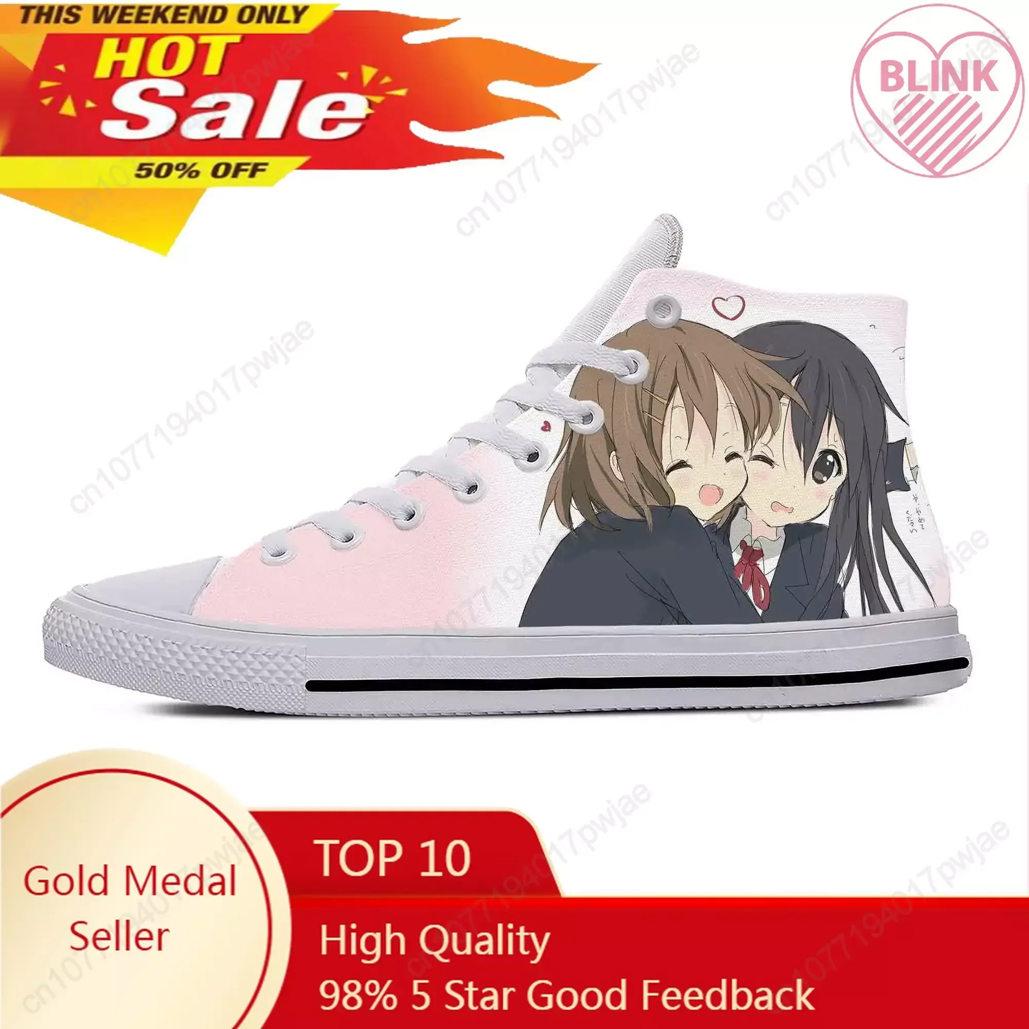 

Anime Manga Cartoon K-On Akiyama Mio Hirasawa Yui Casual Shoes Lightweight High Top Breathable Board Shoes Men Women Sneakers