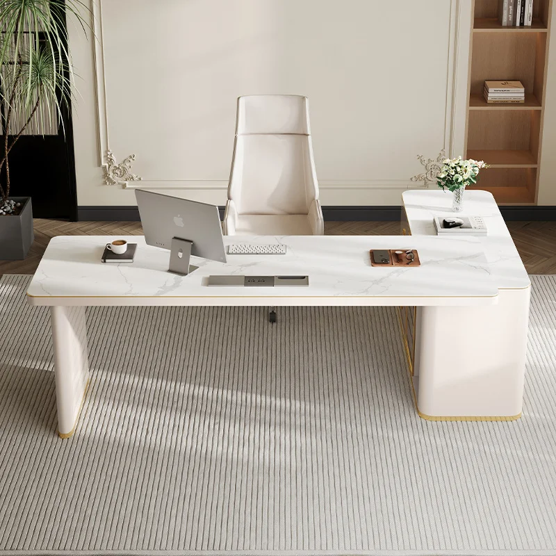 L Shape Luxury Executive Desk Asthetic Drawers Drawers Bureaux Computer Desk Work Luxury Mesa De Escritorio Office Furniture - Image 2