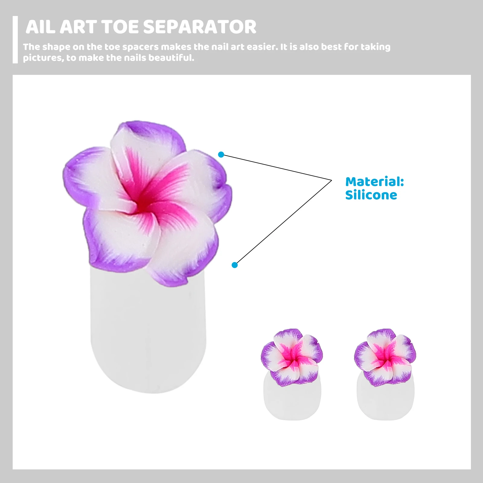 

32 Pieces Toe Separators Silicone Spacers Pedicure Tools Reusable Washable Nail Art Pink Purple Black Clay Numbers 30