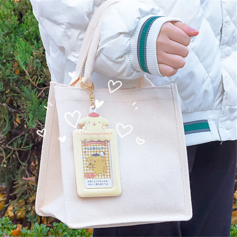 Kawaii Sanrio Portachiavi Cinnamoroll Kuromi Porta carte Ciondolo Studente Cancelleria Cardcase Portachiavi Carta fotografica Giocattoli Regalo per le ragazze