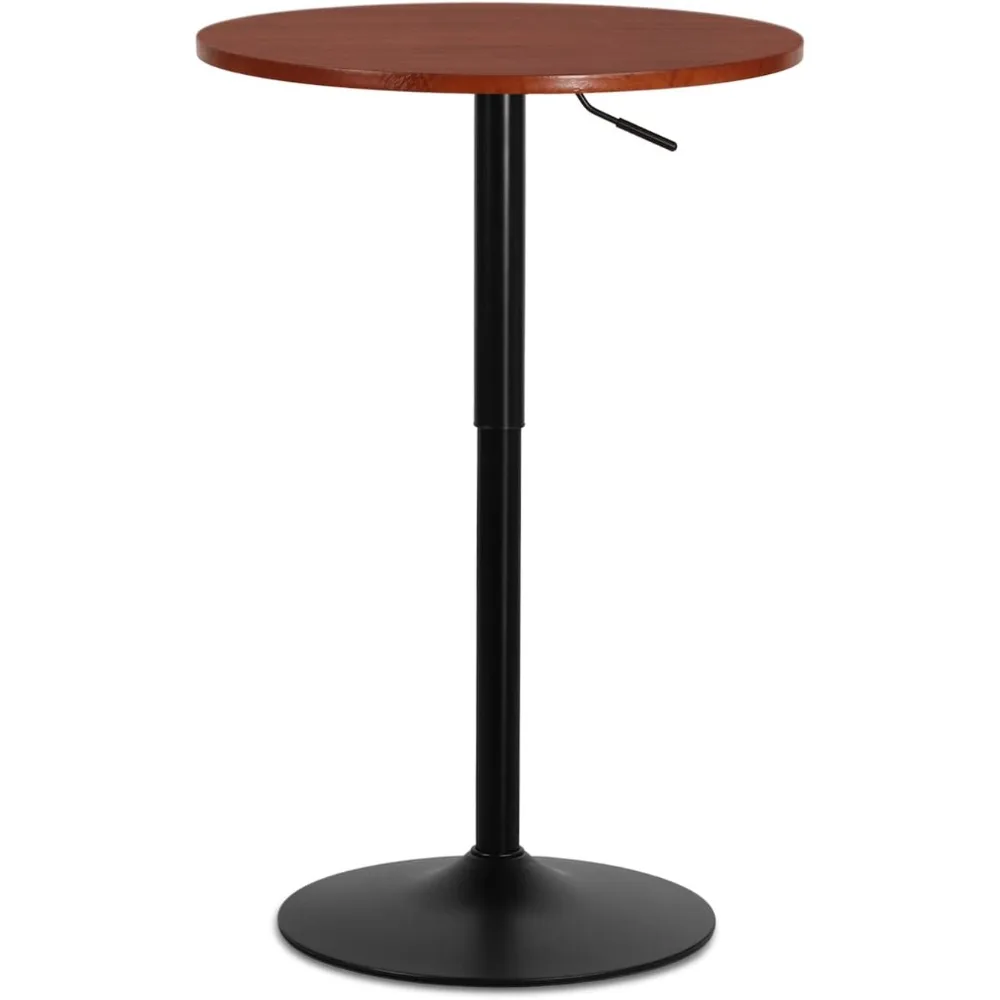 

Round Bar Table Adjustable Height, BistroTable with Black Leg and Base Pub Table 360° Swivel for Living Room Dining Room Bistro