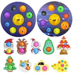 Oito planetas simples dimple pop fidget brinquedo sensorial chaveiro alívio do estresse placa antiestresse autismo ansiedade brinquedo para crianças