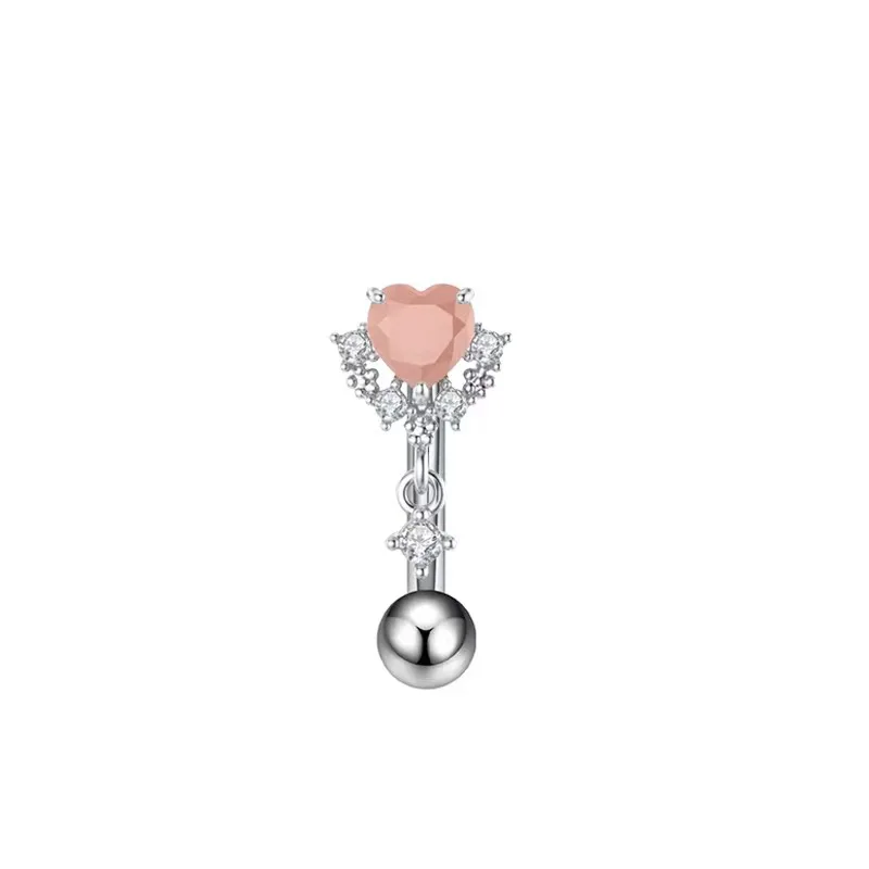 1PC CZ Dangle Curved Barbell for Eyebrow/Cartilage Piercing, Stainless Steel Eyebrow Ring with Tassel Charm