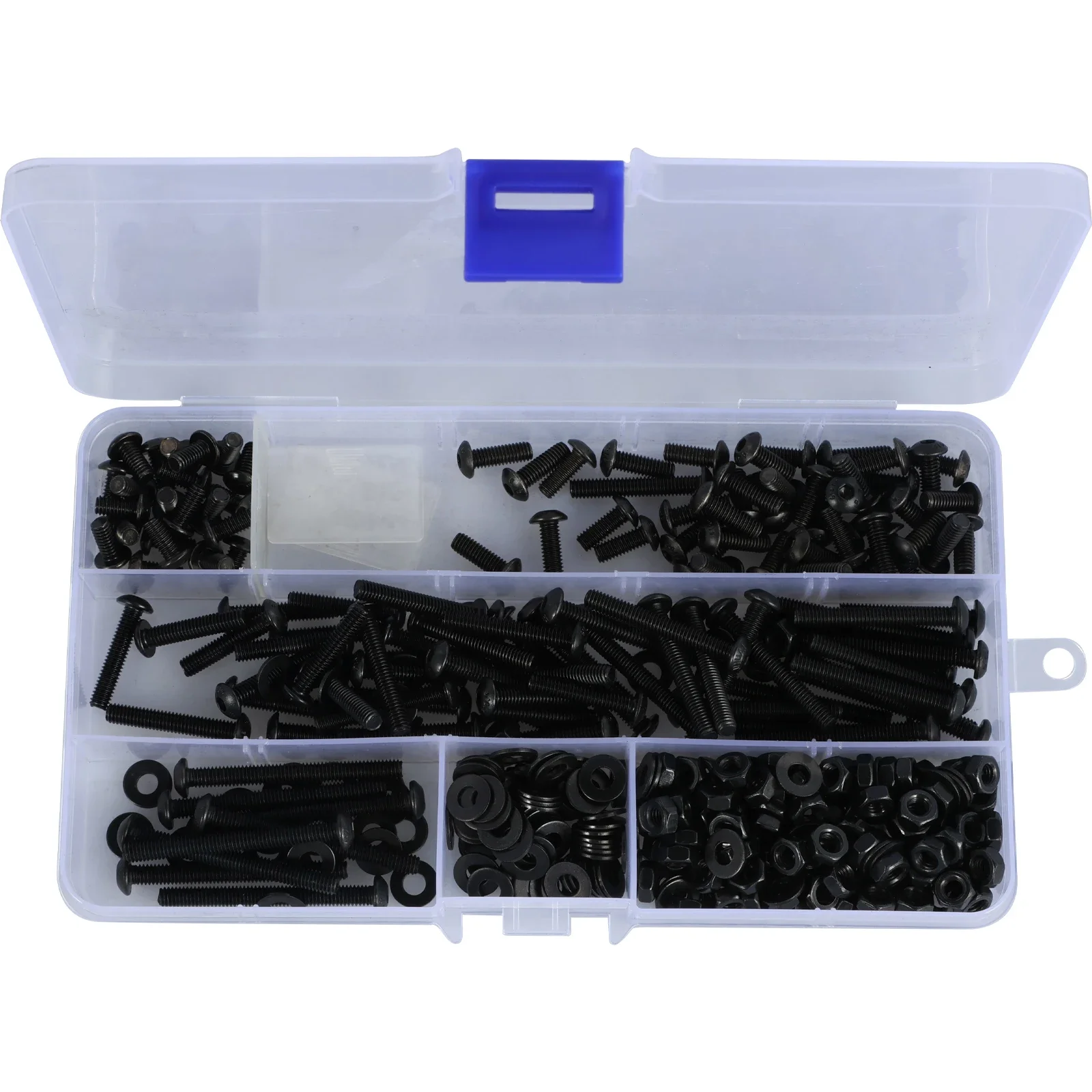 

418Pcs M4 Metric Nuts and Bolts Kit Carbon Steel Multifunctional Round Head Hex Socket Screws with Washers for Home Decoration