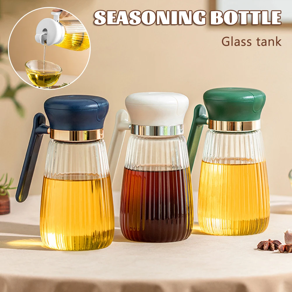 Sealed Clear Oil Dispenser Bottle 550ML Large Capacity Clear Glass Design Visualization For Vinegar Oil Honey